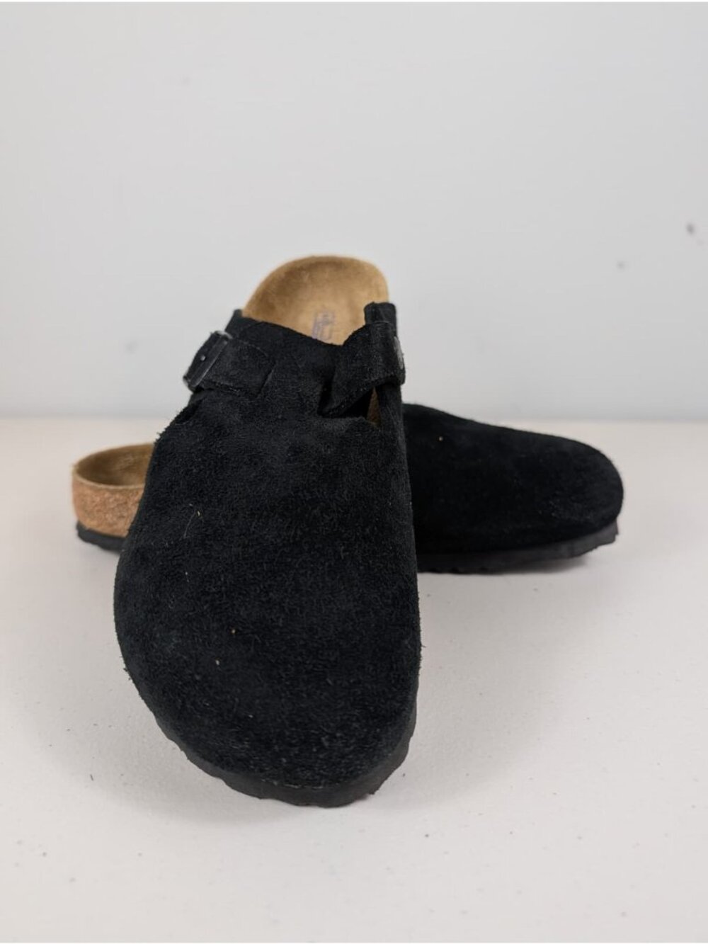 Birkenstock Boston clogs in black suede soft footbed comfort women's size 8